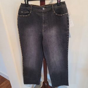 Quacker factory rhinestone studded jeans, size L - NEW